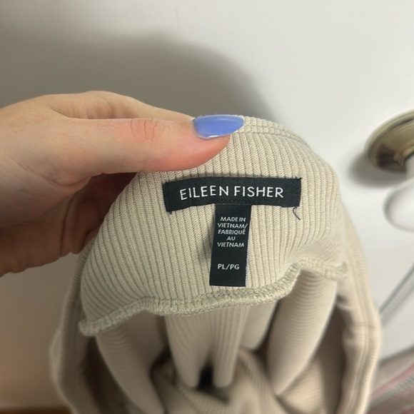 Eileen Fisher Cream Ribbed Midi Skirt Size Large petite Minimalist Quiet Luxury - Picture 4 of 11